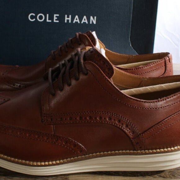 COLE HANN Men's Grand Shortwing Oxford Shoes Brown Woodbury Leather US 11.5 NWT - Picture 4 of 9